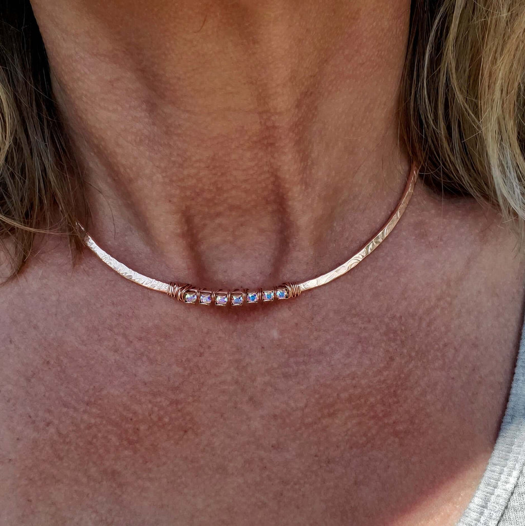 Handmade 7th Anniversary Copper Crystal Choker