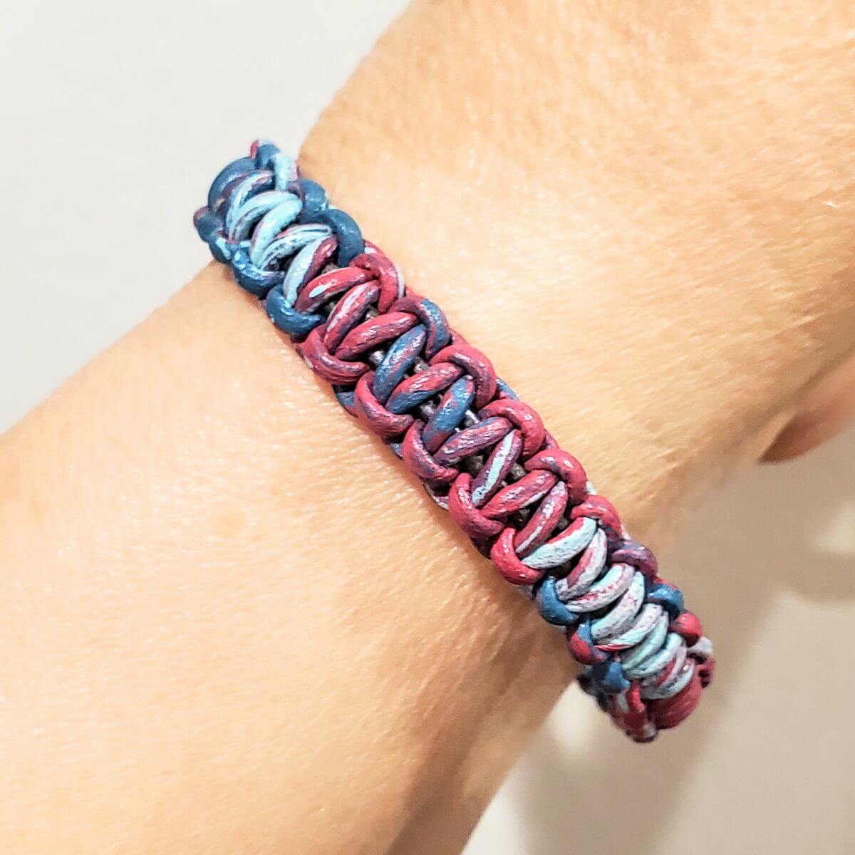 Macrame Tie-Dye Leather Crystal Bracelet