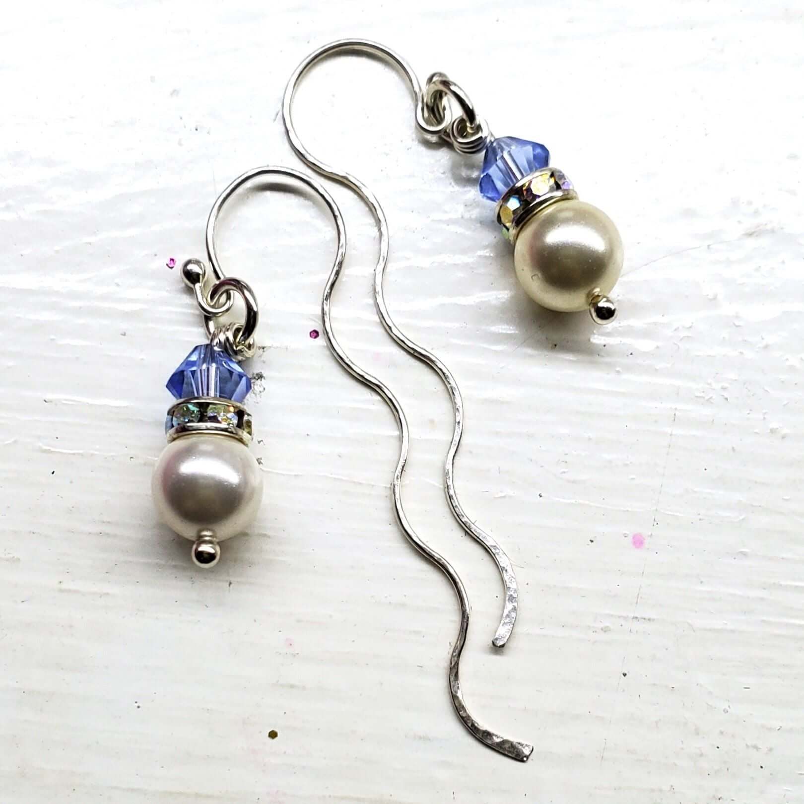 Innovative 925 Silver Swarovski Crystal Pearl Ear Threaders