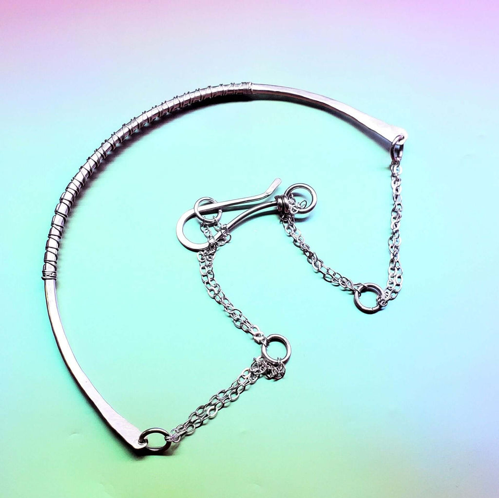Heavy Gauge 925 Silver Wire Wrapped Swarovski Crystal Choker Necklace