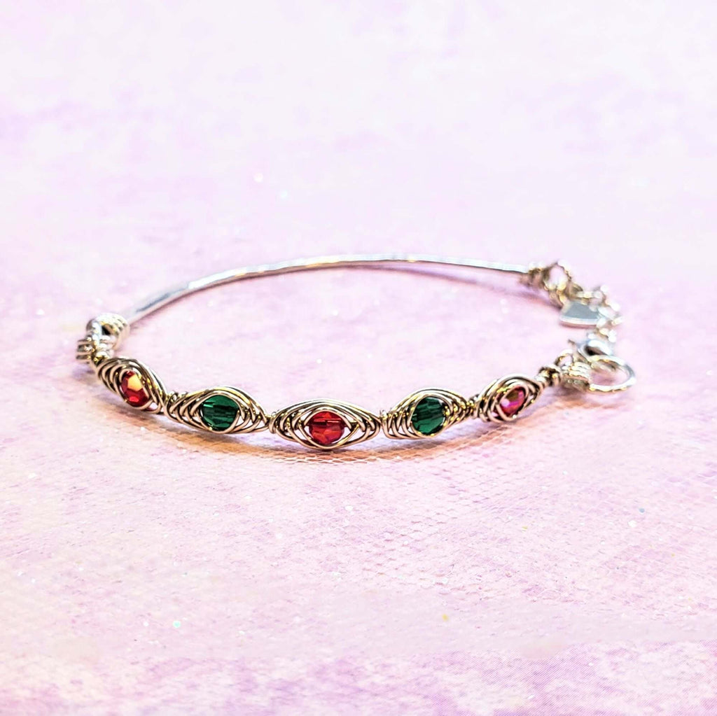 Limited Edition Red Green Christmas Holiday Tube Bracelet