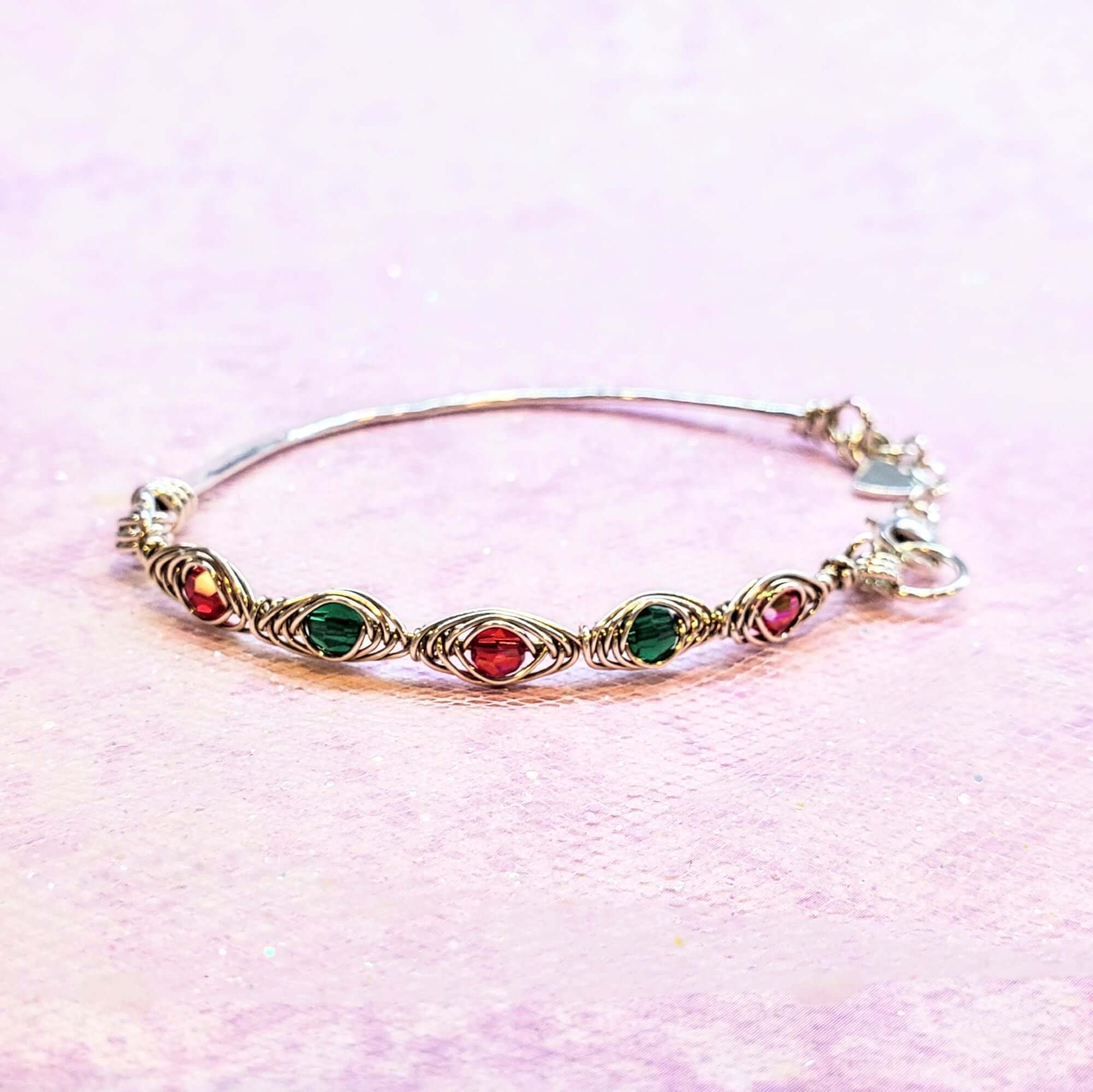 Limited Edition Red Green Christmas Holiday Tube Bracelet