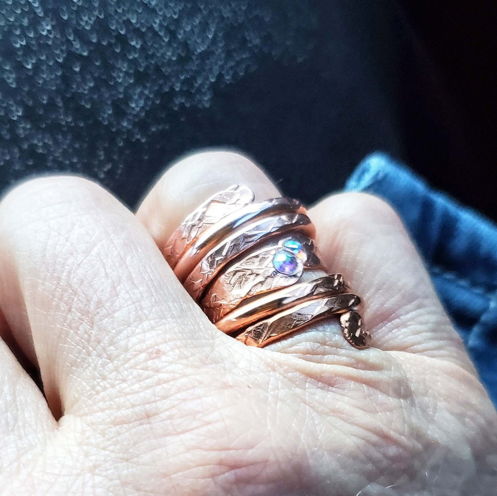 Matching Stackable Brides Mag Copper Crystal Embedded Wrap Ring