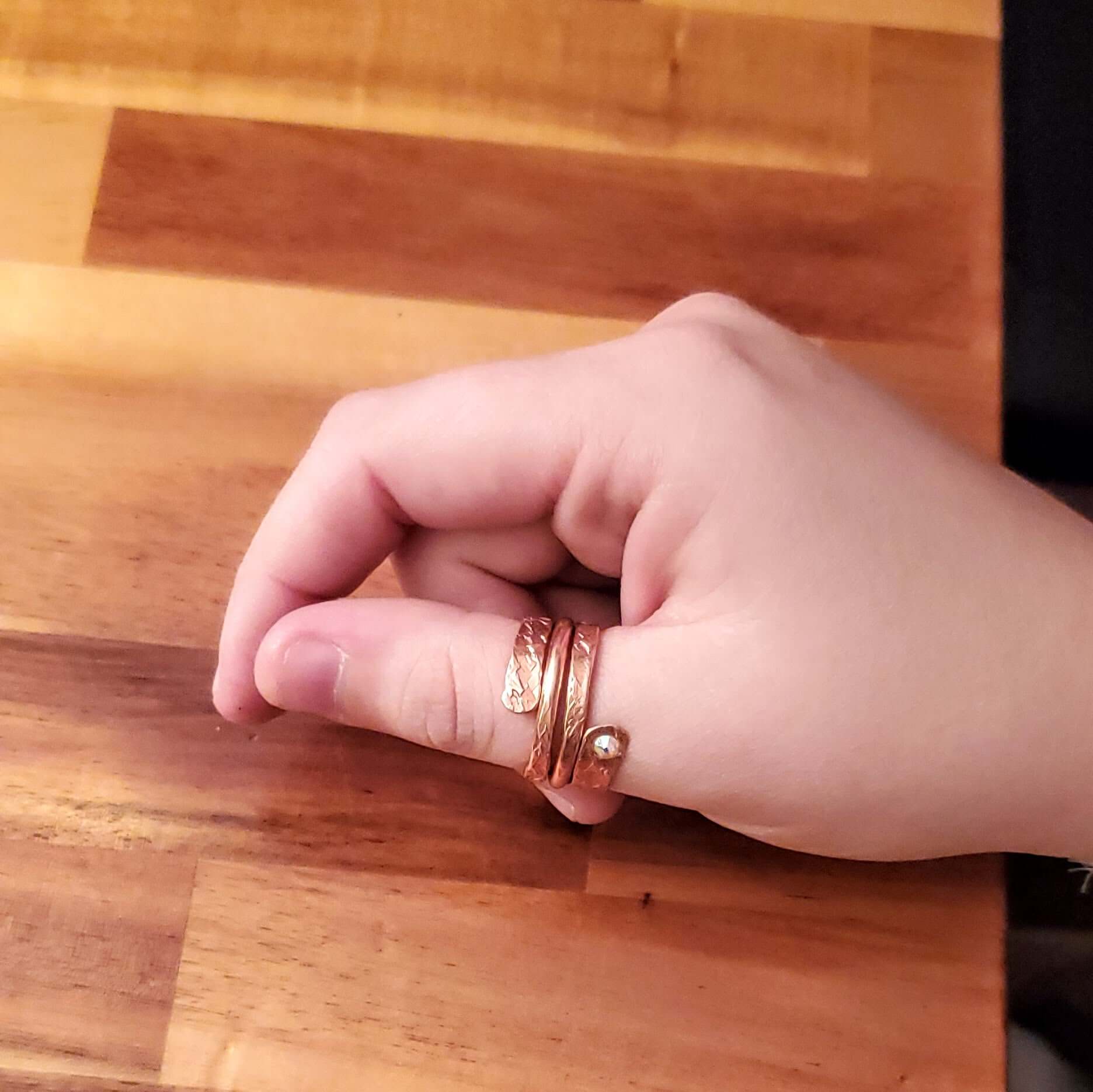 Matching Stackable Brides Mag Copper Crystal Embedded Wrap Ring