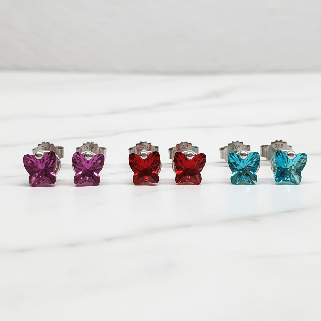 Handmade 5mm Spiral Butterfly Earring Studs